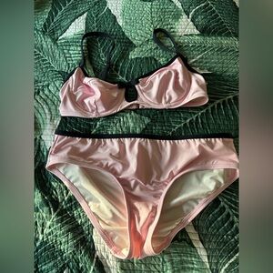 NEW KATE SPADE PINK AND BLACK BIKINI SET SZ M